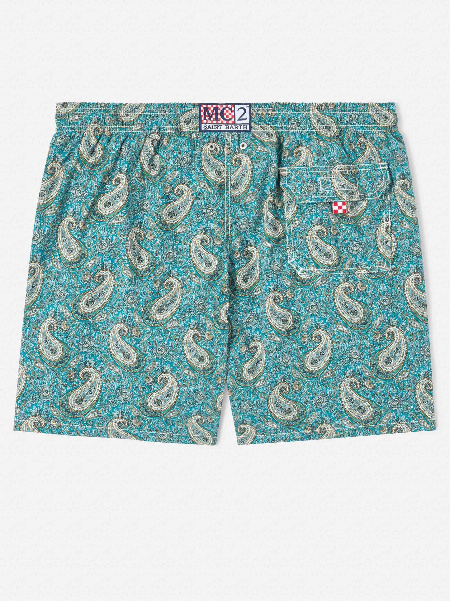 Short de bain Gustavia à imprimé cachemire | Confectionné en Liberty Fabric 