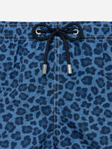 Man mid-length Gustavia swim-shorts with animalier print