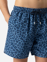 Man mid-length Gustavia swim-shorts with animalier print