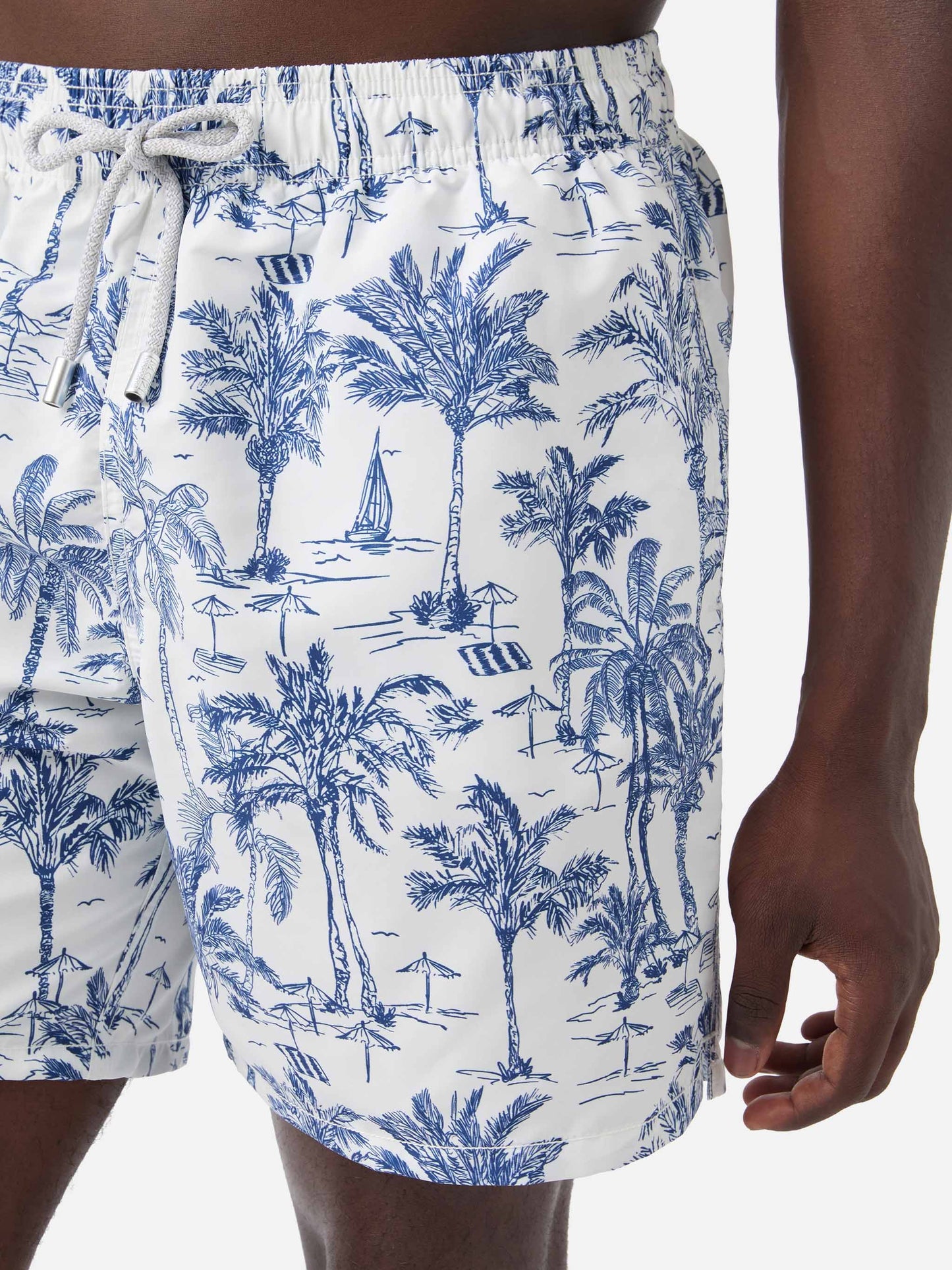 Mittellange Badeshorts Gustavia mit Toile-de-Jouy-Print