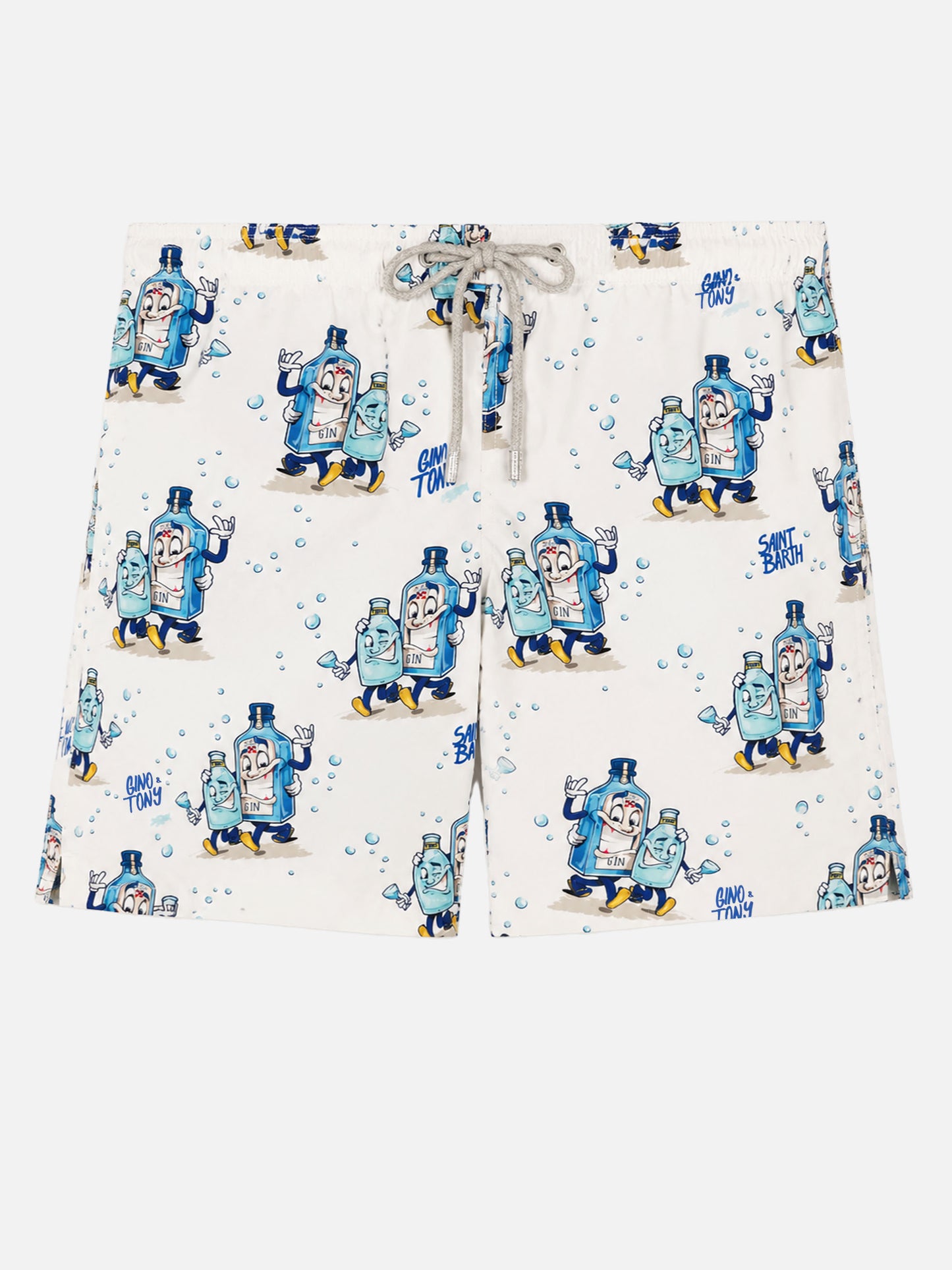 Mid-length Gustavia swim-shorts with cocktail print |CRYPTOPUPPETS SPECIAL EDITION