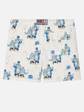 Mid-length Gustavia swim-shorts with cocktail print |CRYPTOPUPPETS SPECIAL EDITION
