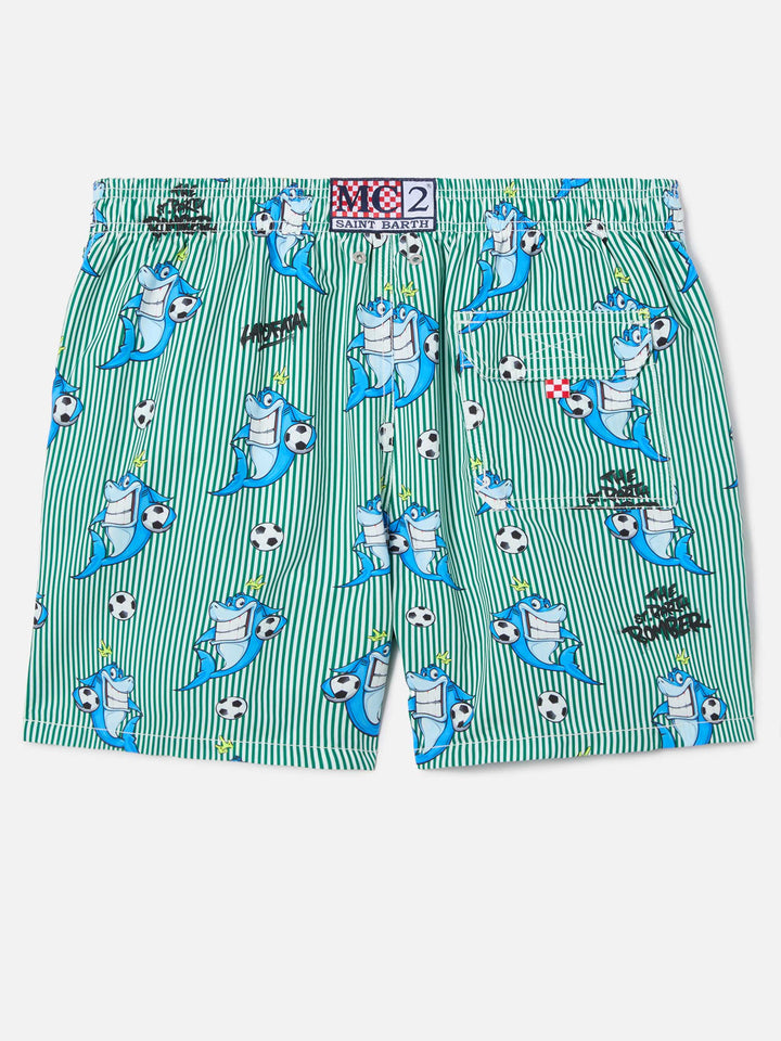 Gustavia striped swim shorts with shark print | Special Edition