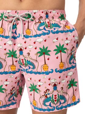 Mid-length Gustavia swim-shorts with mermaid print | ALESSANDRO ENRIQUEZ SPECIAL EDITION