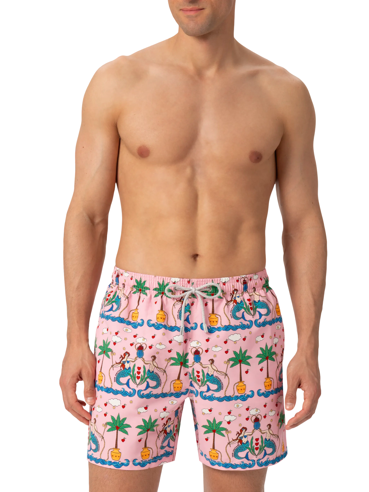 Mid-length Gustavia swim-shorts with mermaid print | ALESSANDRO ENRIQUEZ SPECIAL EDITION