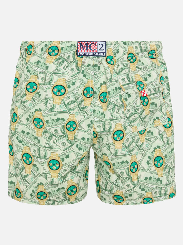 Mittellange Badeshorts Gustavia mit Uhren-Print