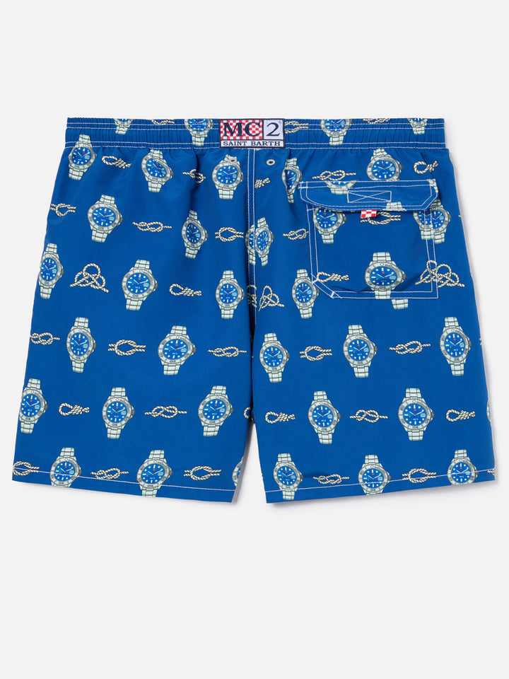 Costume mare Gustavia con stampa orologi e nodi marinari