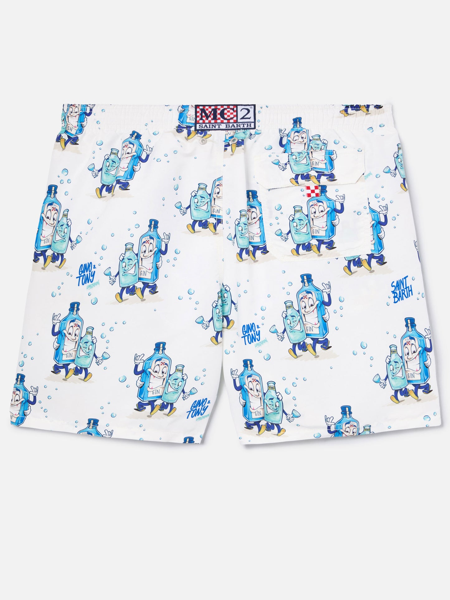 Costume mare Gustavia bianco con stampa Gino & Tony | Special Edition