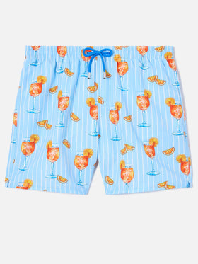 Gustavia striped swim shorts with cocktail print | Special Edition