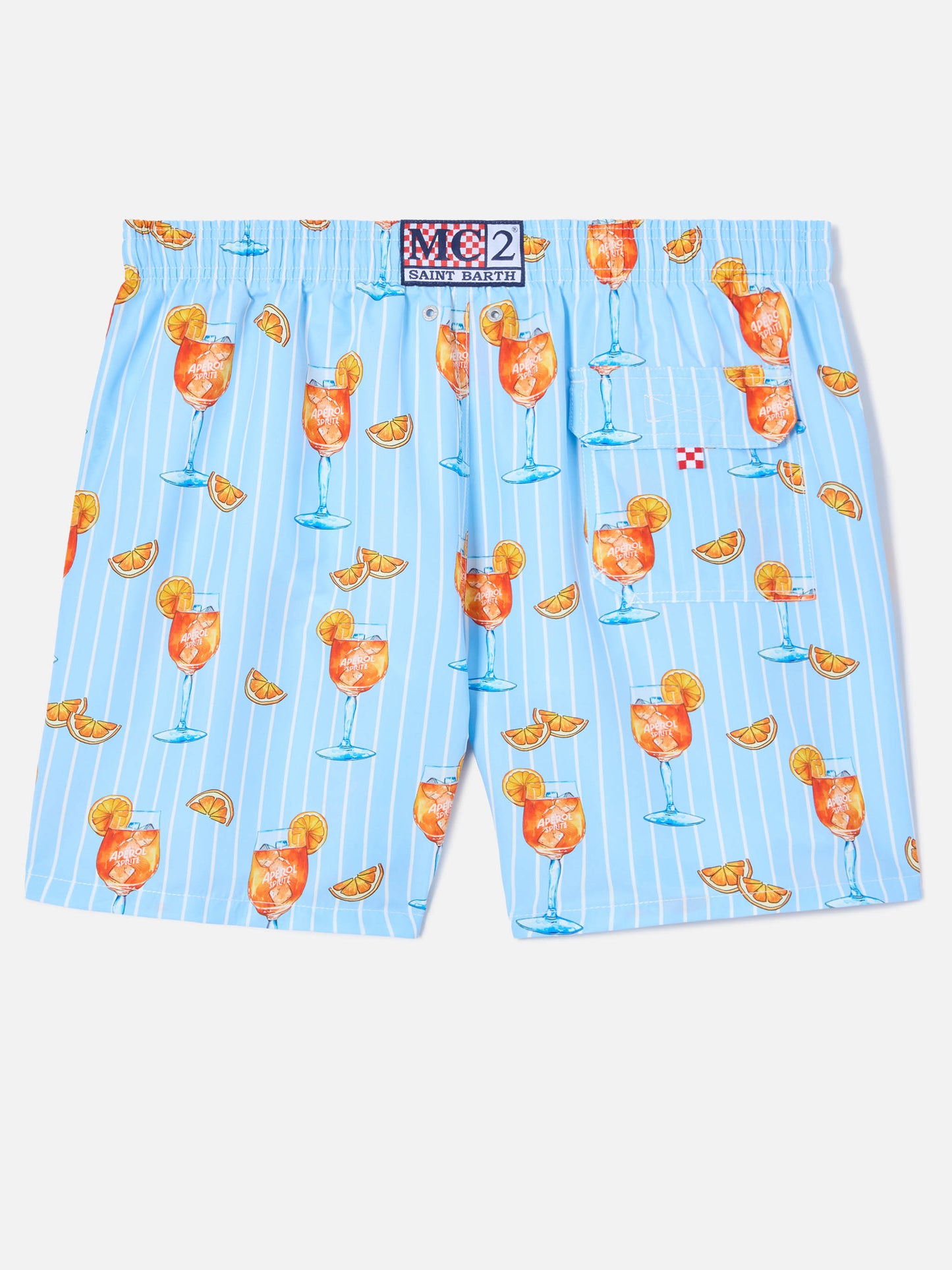 Gustavia striped swim shorts with cocktail print | Special Edition