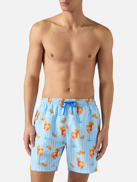 Gustavia striped swim shorts with cocktail print | Special Edition