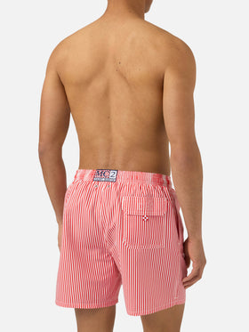 Gustavia red striped swim shorts with Sapore di Mare embroidery | Special Edition