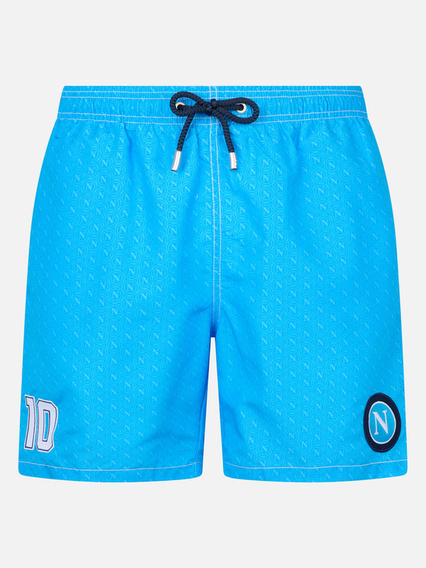 Mittellange Badeshorts Gustavia für Herren mit Napoli-Print | SSC NAPOLI SPECIAL EDITION