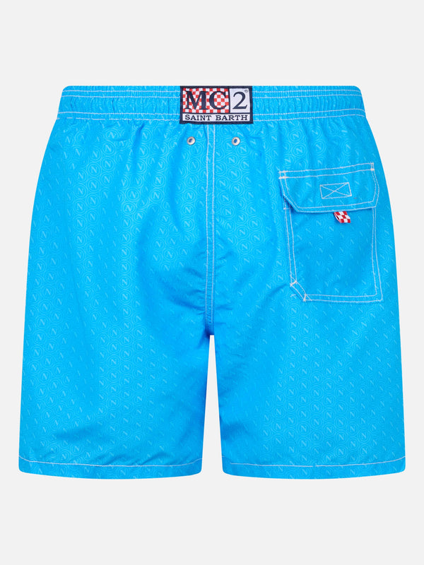 Mittellange Badeshorts Gustavia für Herren mit Napoli-Print | SSC NAPOLI SPECIAL EDITION