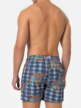 Man classic swim shorts Gustavia with buffalo print