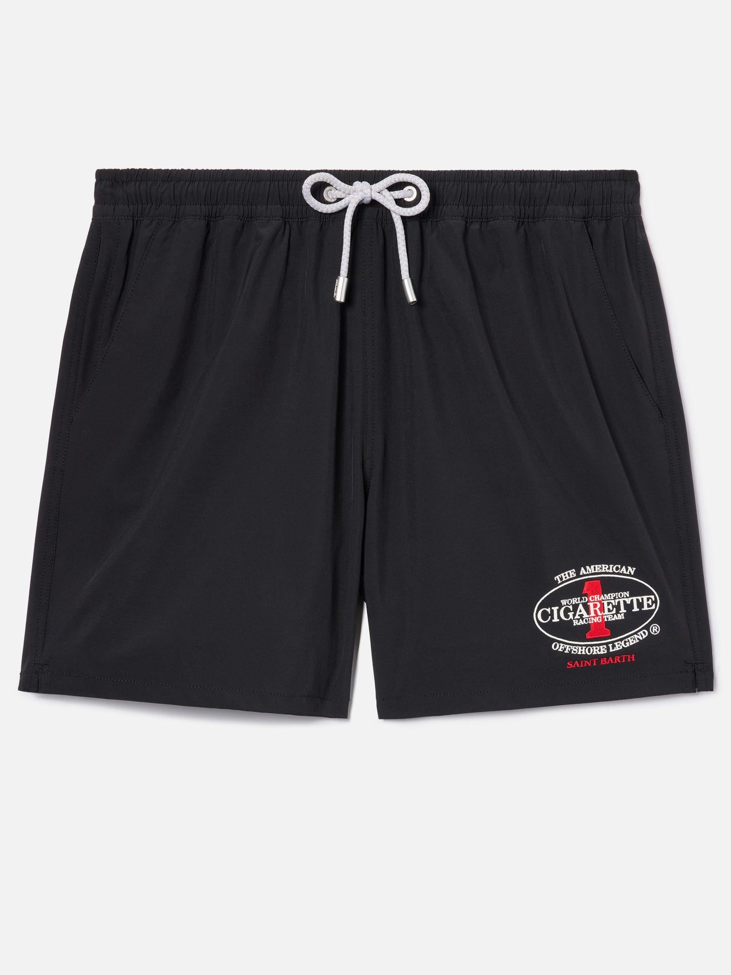 Schwarze Gustavia-Badeshorts mit Cigarette-Stickerei | CIGARETTE SPECIAL EDITION 