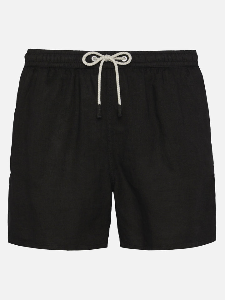 Mid-length black linen swim-shorts Gustavia - MC2 Saint Barth