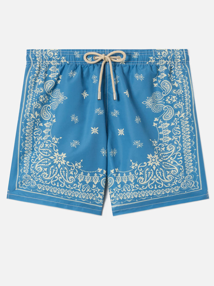 Costume mare Gustavia azzurro con stampa bandana