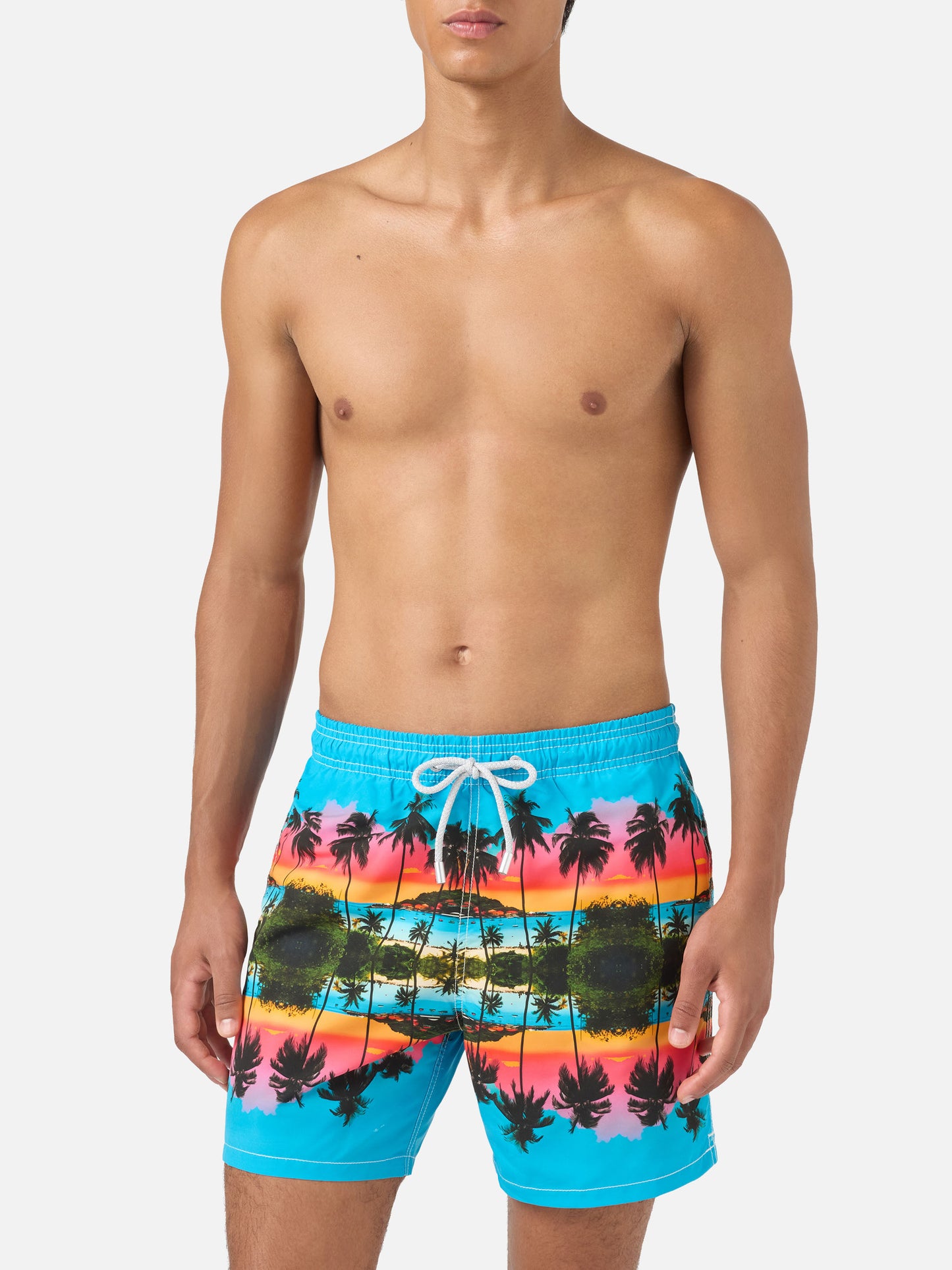 Gustavia palm landscape placed print swim shorts | Special Edition