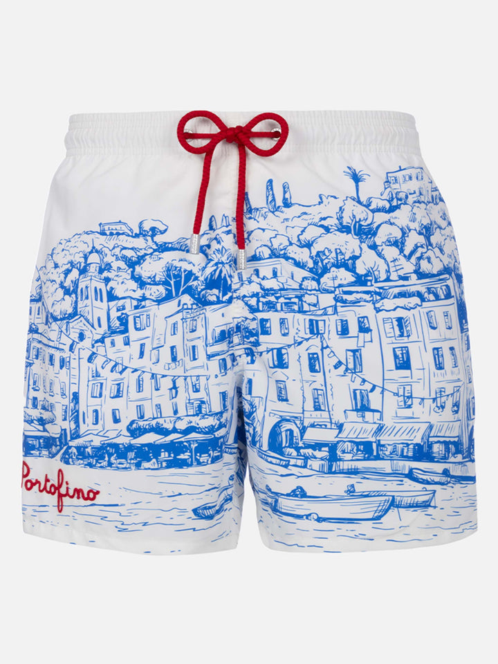 Costume da bagno da uomo Gustavia lunghezza media con stampa piazzata Portofino