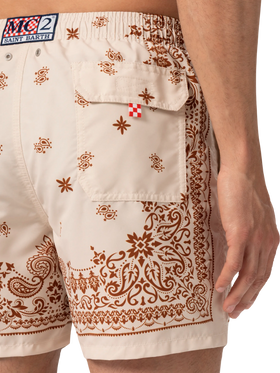 Mid-length Gustavia swim-shorts with bandanna placed print