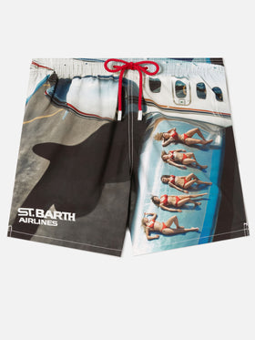 Gustavia swim shorts with St. Barth Airlines print | Special Edition