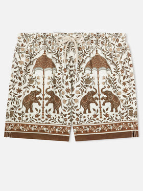 Gustavia Badeshorts mit platziertem ornamentalem Print in Braun 