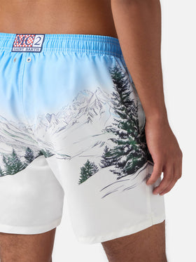 Mid-length Gustavia swim-shorts with Cortina placed print