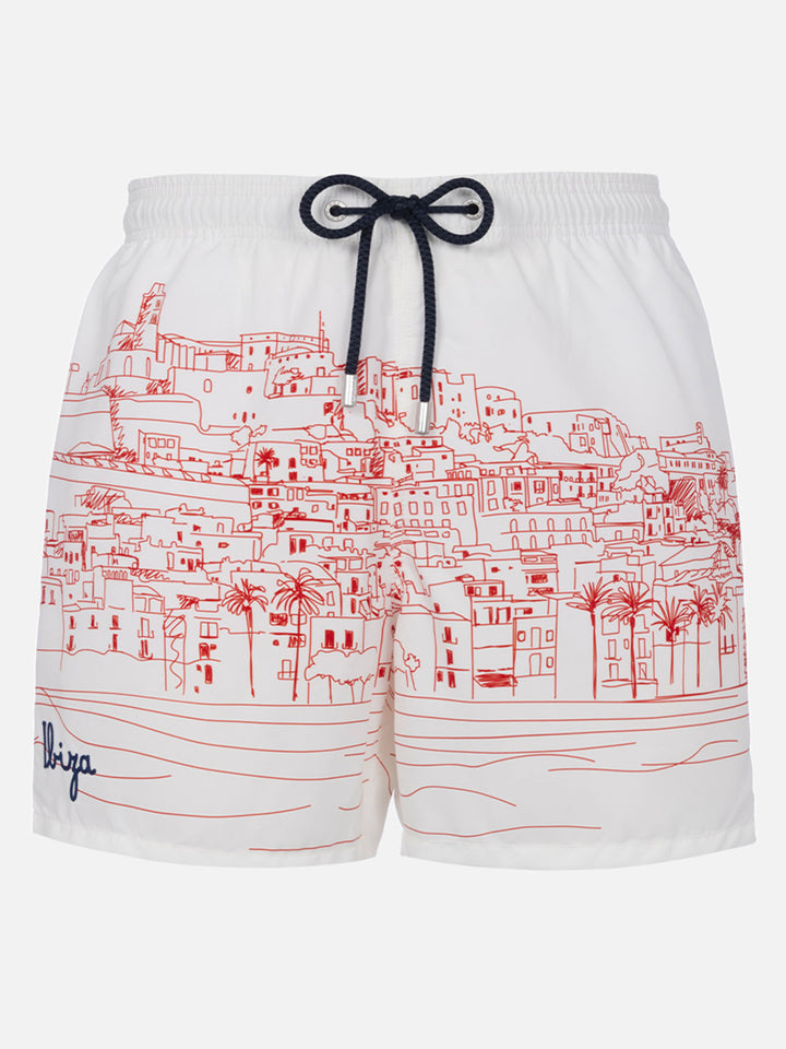 Costume mare lunghezza media Gustavia con stampa Ibiza