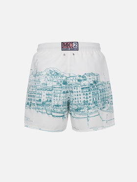 Mittellange Badeshorts Gustavia mit platziertem Cannes-Druck