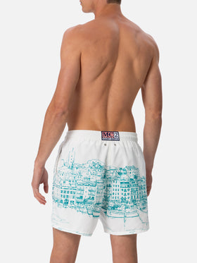 Mittellange Badeshorts Gustavia mit platziertem Cannes-Druck
