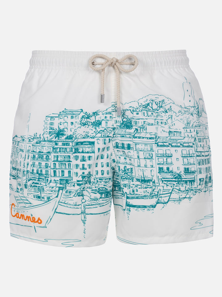 Costume da bagno da uomo Gustavia lunghezza media con stampa piazzata Cannes