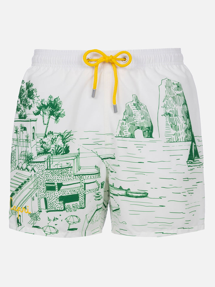 Costume da bagno da uomo Gustavia lunghezza media con stampa piazzata Capri