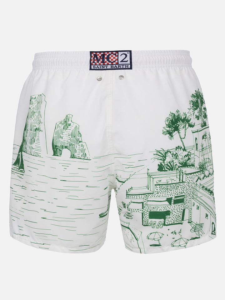 Costume da bagno da uomo Gustavia lunghezza media con stampa piazzata Capri