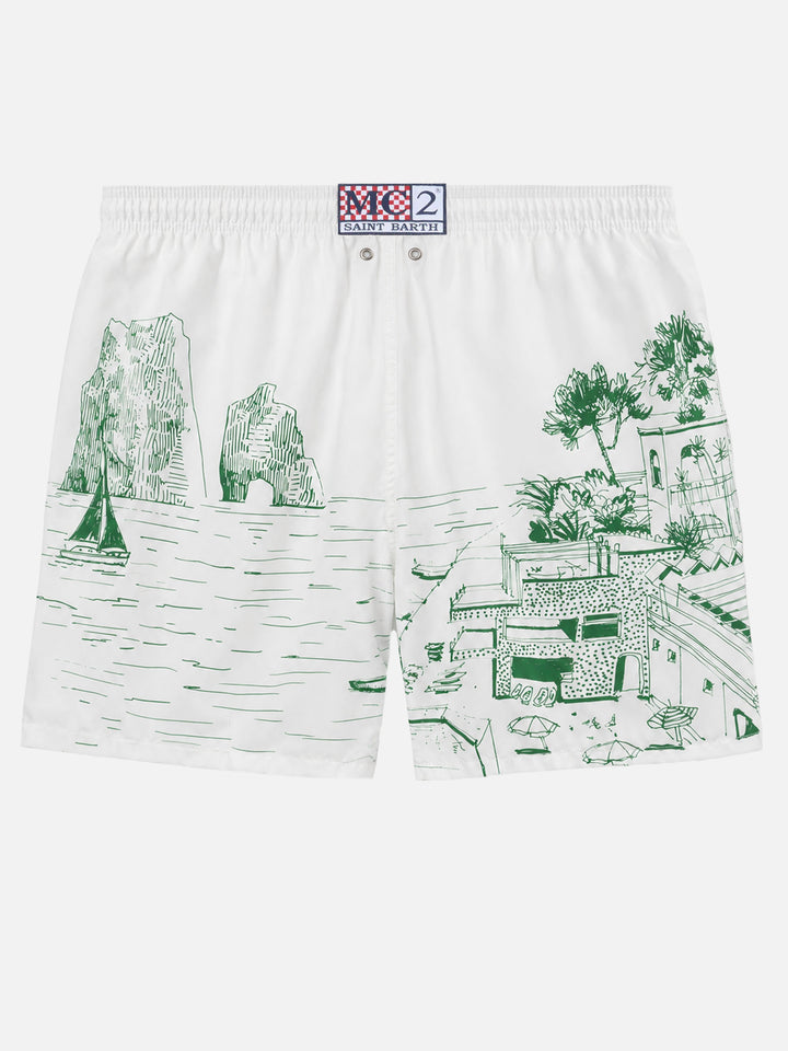 Bañador de largo medio Gustavia con estampado Faraglioni posicionado 