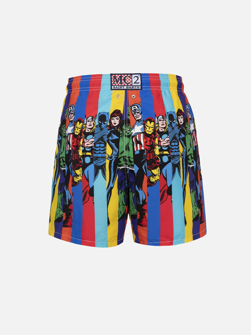 Mittellange Gustavia-Badeshorts für Herren mit aufgedruckten Marvel-Figuren| MARVEL-SONDERAUSGABE