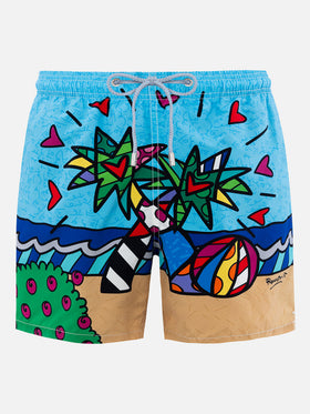 Costume da bagno da uomo lunghezza media Gustavia con stampa piazzata disegno Britto| EDIZIONE SPECIALE BRITTO