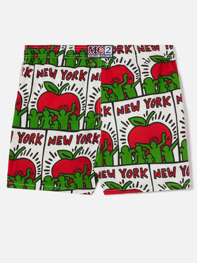 Mittellange Gustavia-Badeshorts für Herren mit platziertem Keith-Haring-Design| KEITH HARING SONDERAUSGABE