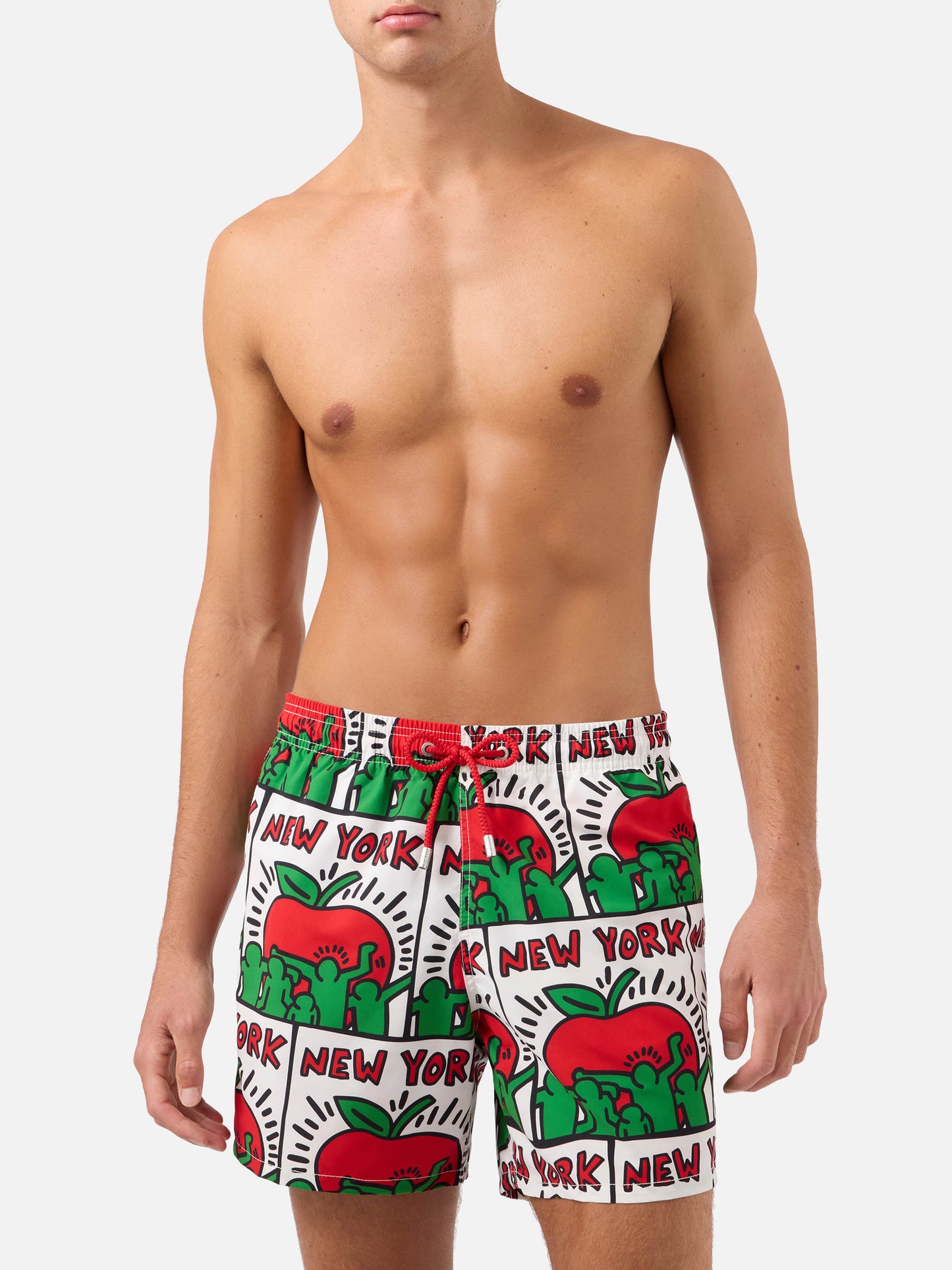 Gustavia weiße Keith Haring NY platzierter Print-Badeshorts | Special Edition 