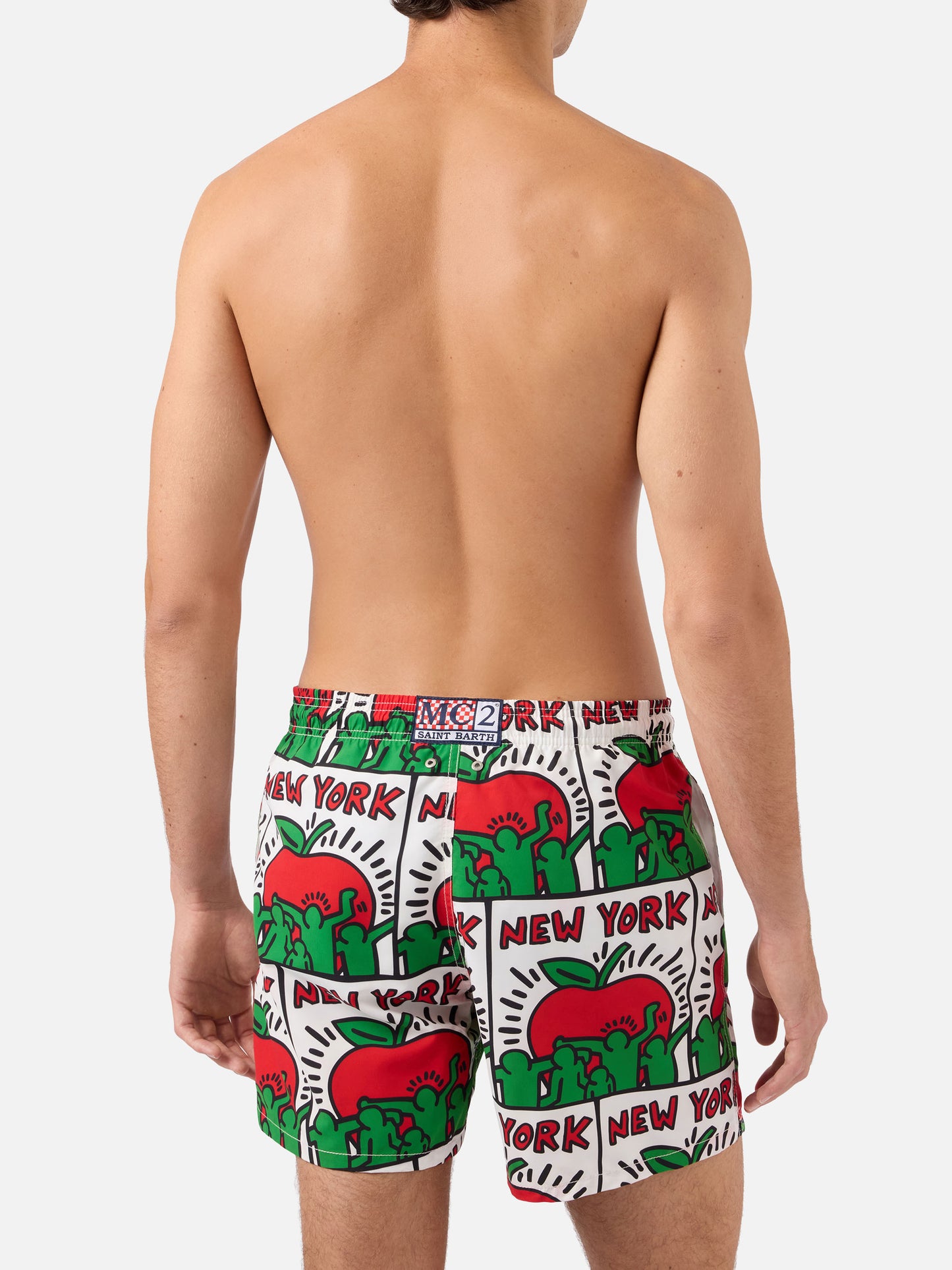 Gustavia weiße Keith Haring NY platzierter Print-Badeshorts | Special Edition 