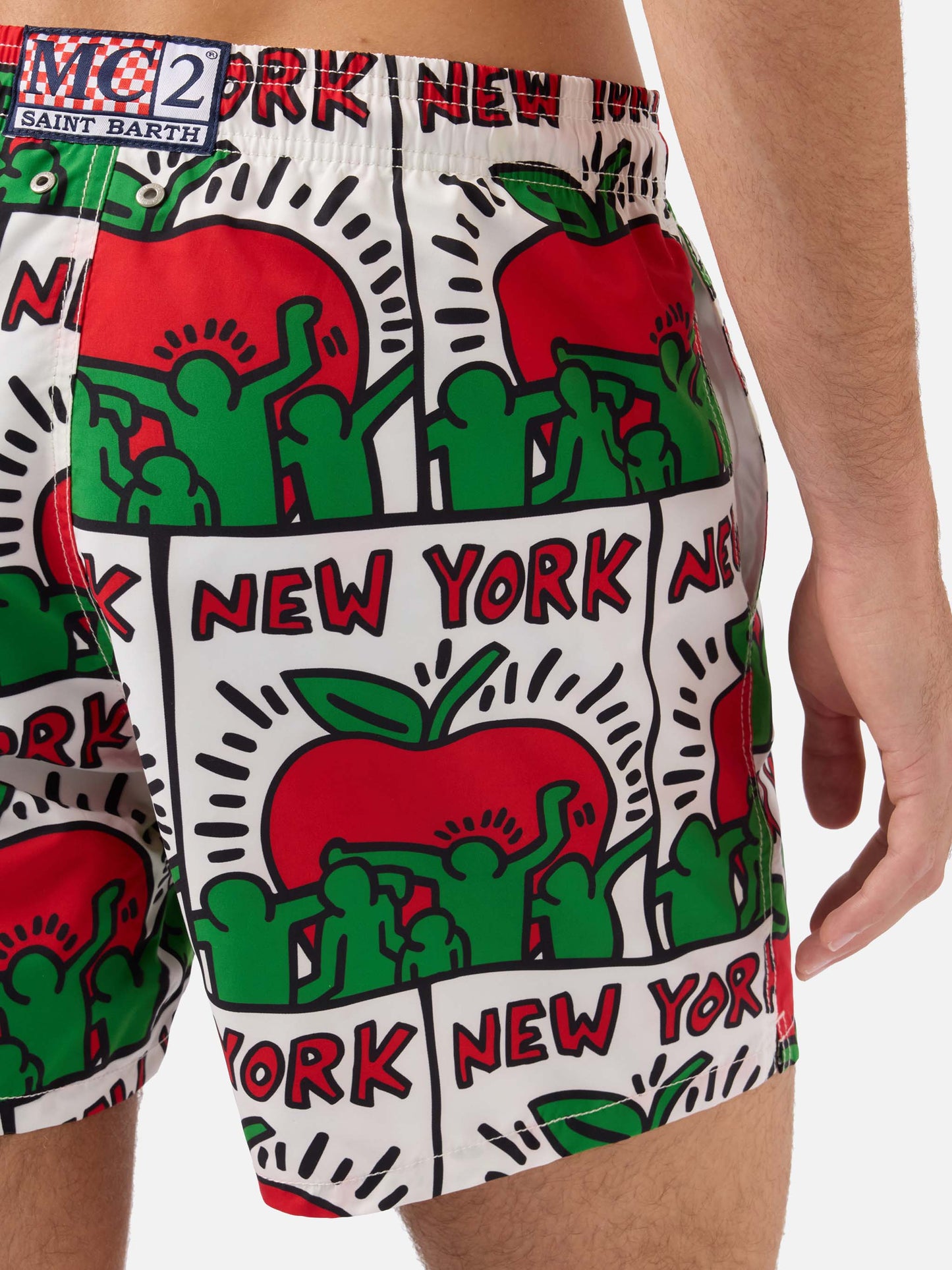 Gustavia weiße Keith Haring NY platzierter Print-Badeshorts | Special Edition 
