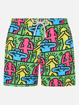 Costume da bagno da uomo Gustavia lunghezza media con stampa piazzata disegno Keith Haring| KEITH HARING EDIZIONE SPECIALE