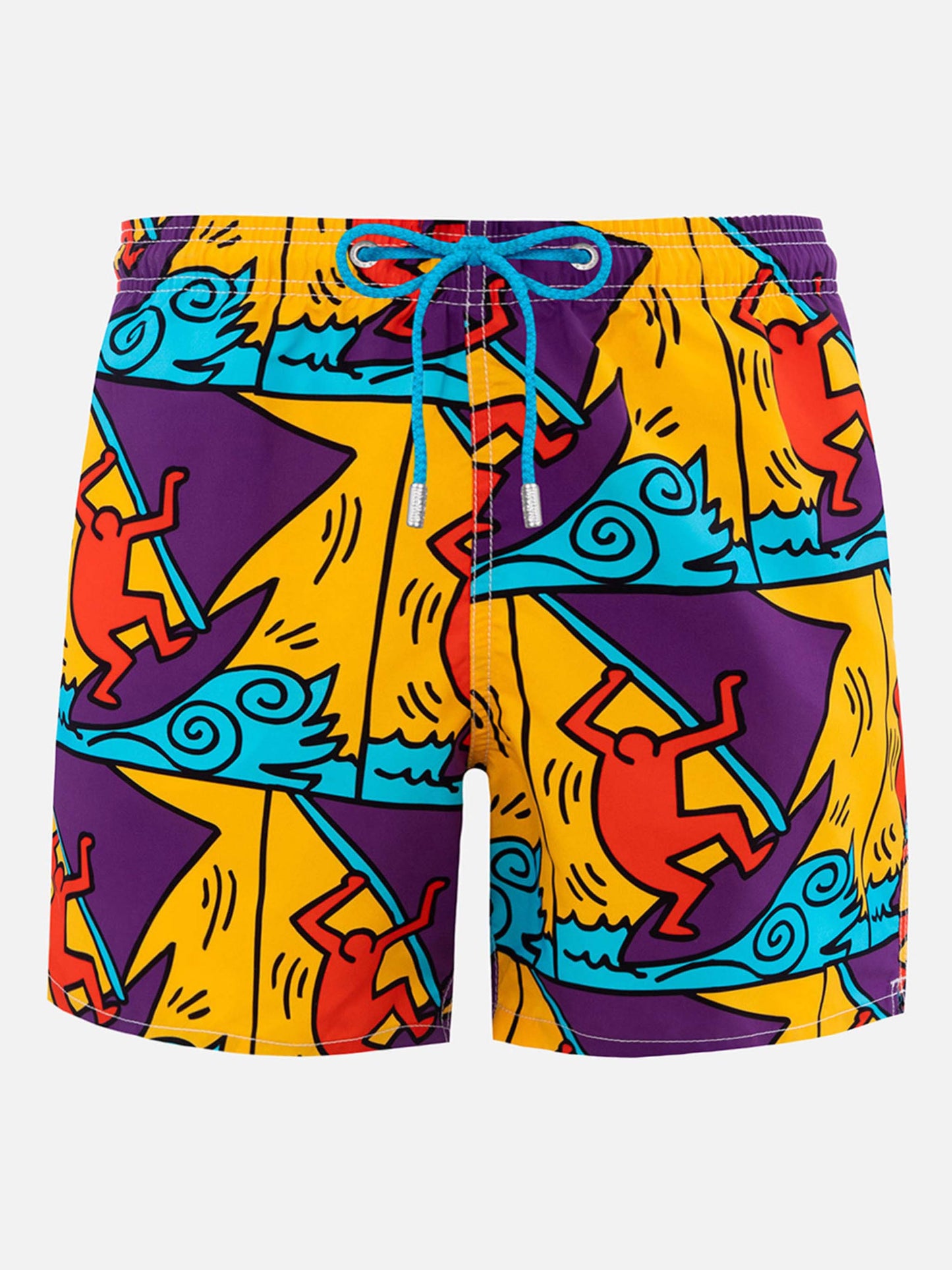 Man mid-length Gustavia swim-shorts with Keith Haring design placed print| KEITH HARING SPECIAL EDITION