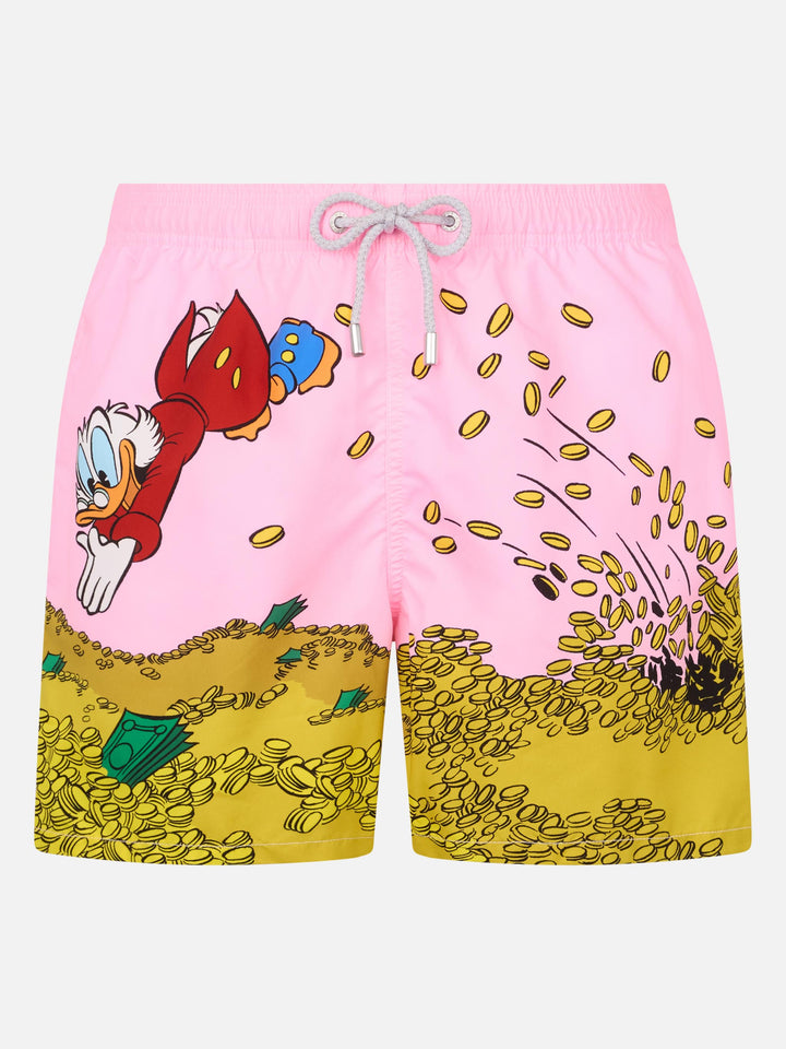 Man mid-length Gustavia swim-shorts with Uncle Scrooge placed print| ©DISNEY SPECIAL EDITION