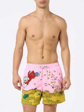 Man mid-length Gustavia swim-shorts with Uncle Scrooge placed print| ©DISNEY SPECIAL EDITION
