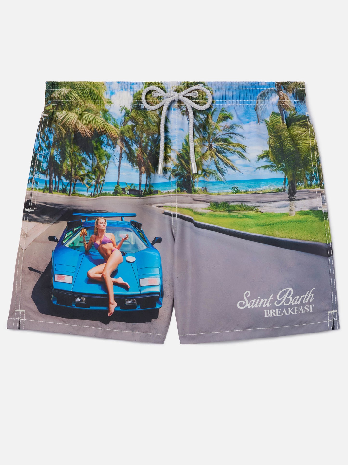 Short de bain Gustavia avec imprimé St. Barth breakfast | Special Edition 