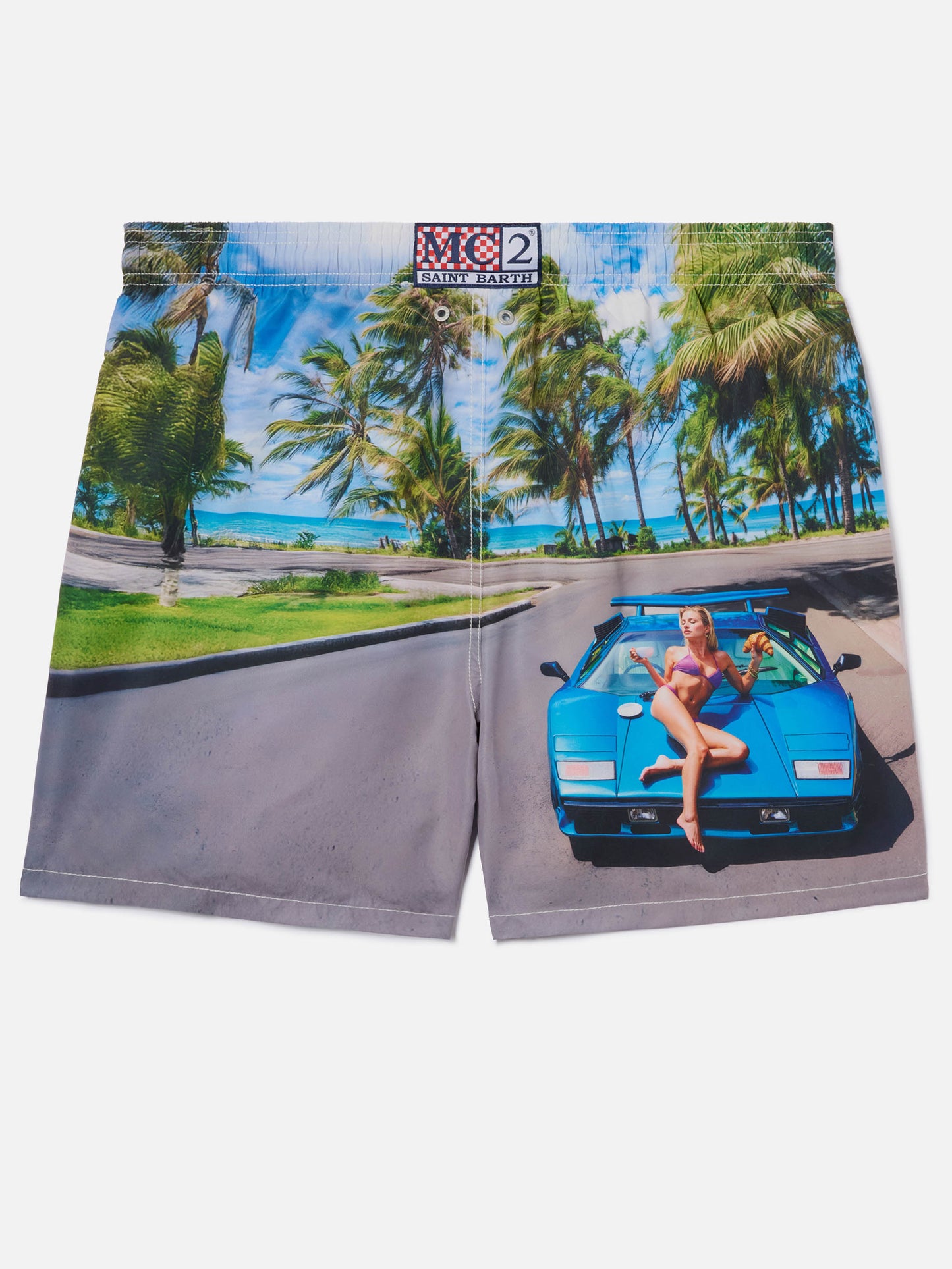 Short de bain Gustavia avec imprimé St. Barth breakfast | Special Edition 