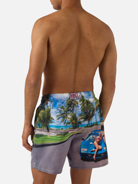 Short de bain Gustavia avec imprimé St. Barth breakfast | Special Edition 