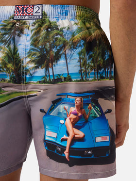 Short de bain Gustavia avec imprimé St. Barth breakfast | Special Edition 
