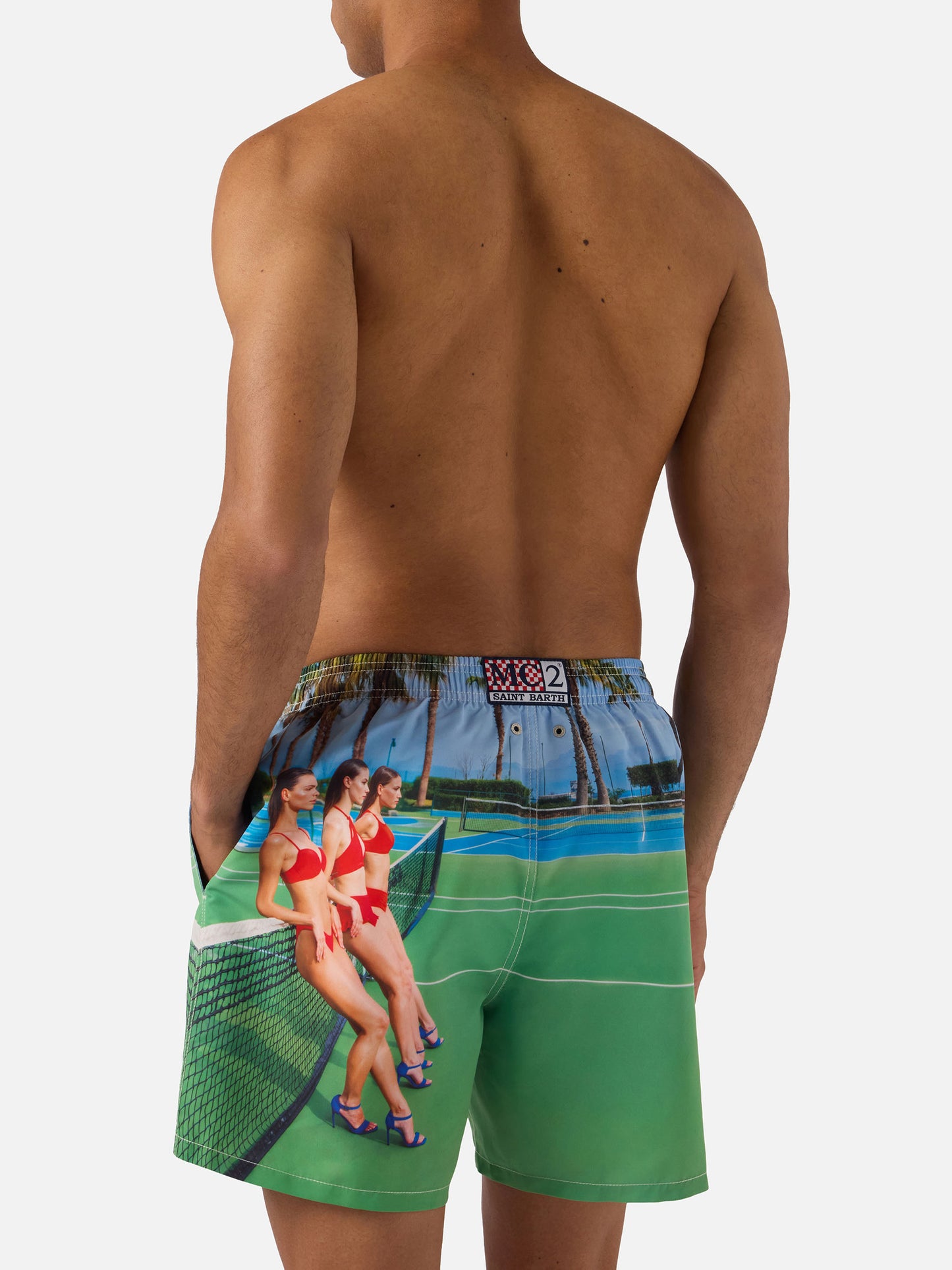 Gustavia swim shorts with St. Barth Tennis print | Special Edition